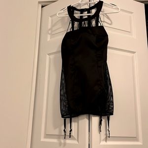 BLACK BABYDOLL LINGERIE PLUS SIZE ADJUSTABLE STRAPS